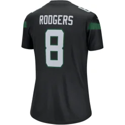 Jerseys|Women^New York Jets Women's Nike Aaron Rodgers Stealth Black Alternate Legend Player Performance Top
