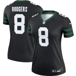 Jerseys|Women^New York Jets Women's Nike Aaron Rodgers Legacy Black Alternate Legend Player Performance Top