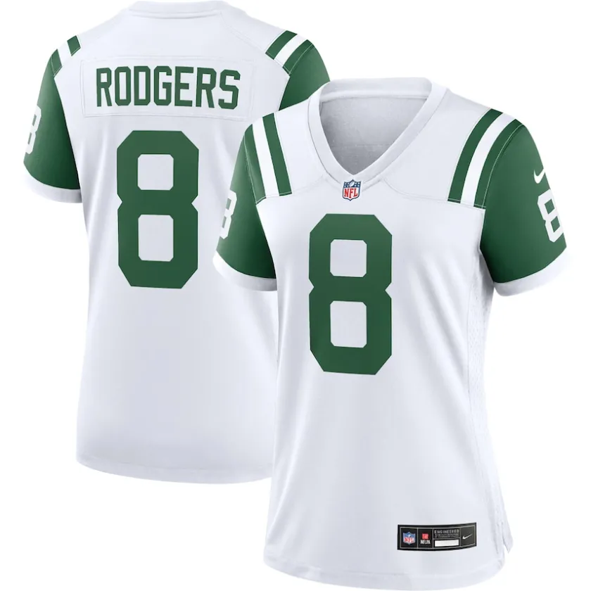 Jerseys|Women^New York Jets Women's Nike Aaron Rodgers White Classic Alternate Game Jersey