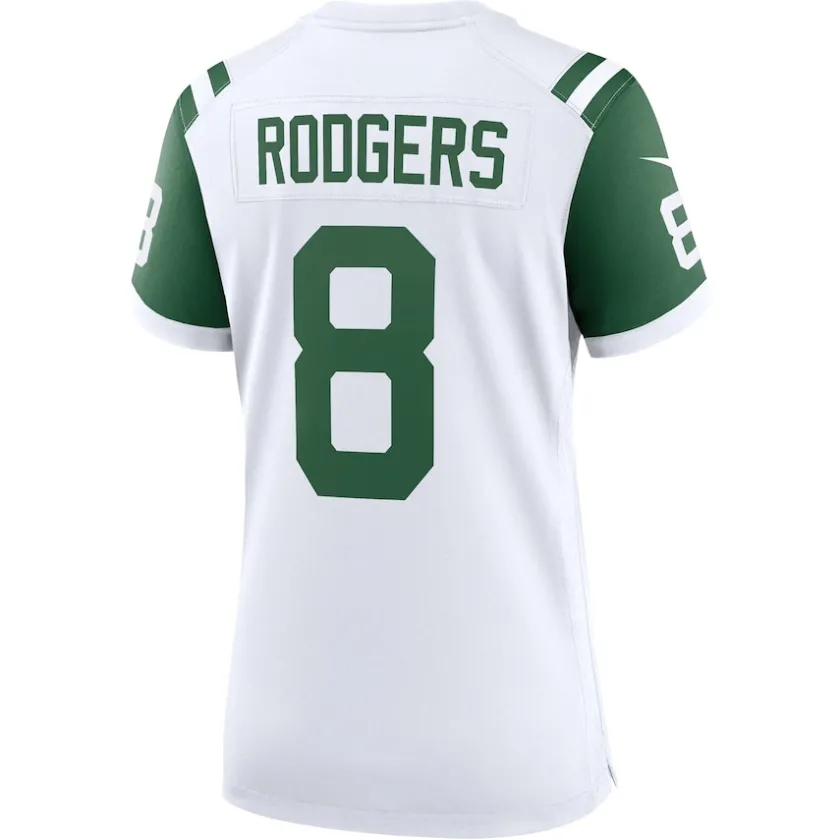 Jerseys|Women^New York Jets Women's Nike Aaron Rodgers White Classic Alternate Game Jersey
