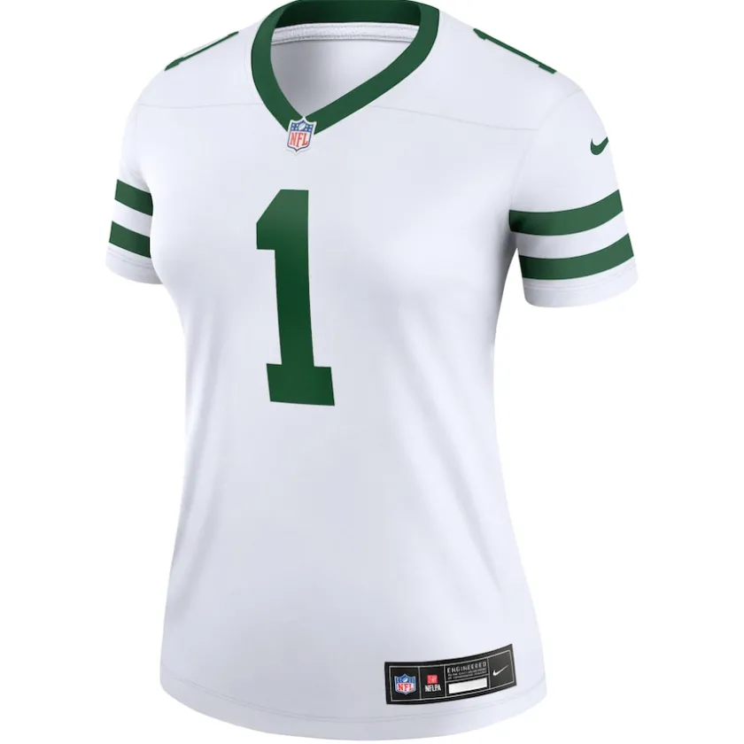 Jerseys|Women^New York Jets Women's Nike Ahmad Sauce Gardner Legacy White Legend Player Performance Top