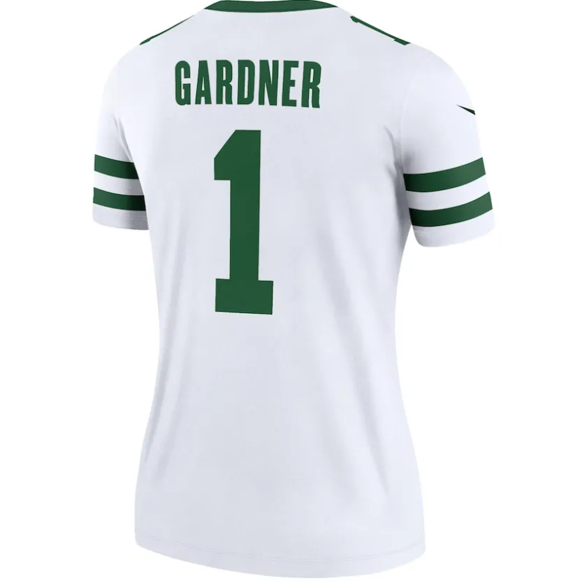 Jerseys|Women^New York Jets Women's Nike Ahmad Sauce Gardner Legacy White Legend Player Performance Top