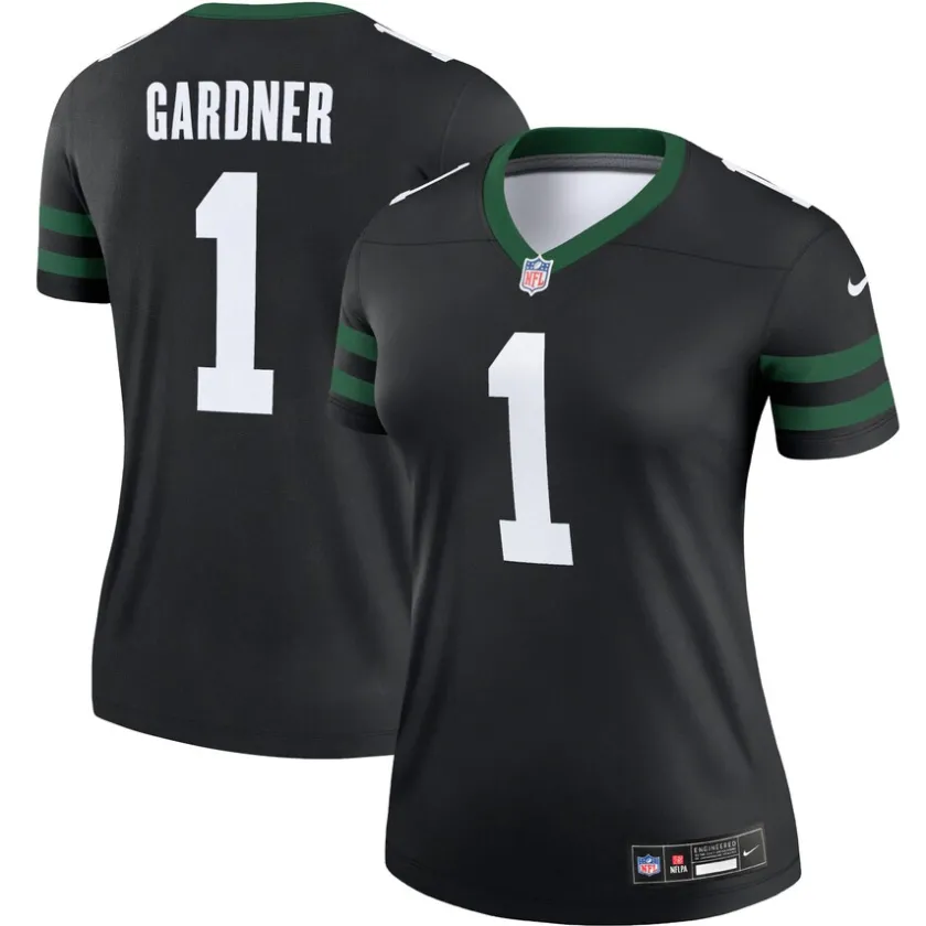 Jerseys|Women^New York Jets Women's Nike Ahmad Sauce Gardner Legacy Black Alternate Legend Player Performance Top