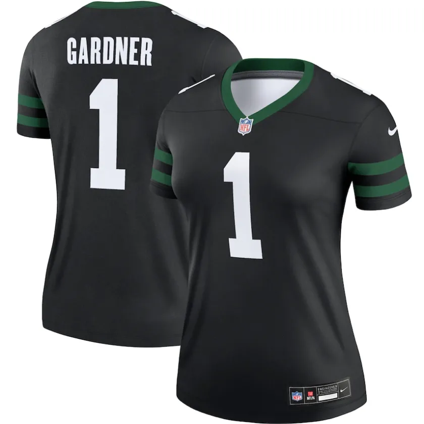 Jerseys|Women^New York Jets Women's Nike Ahmad Sauce Gardner Legacy Black Alternate Legend Player Performance Top