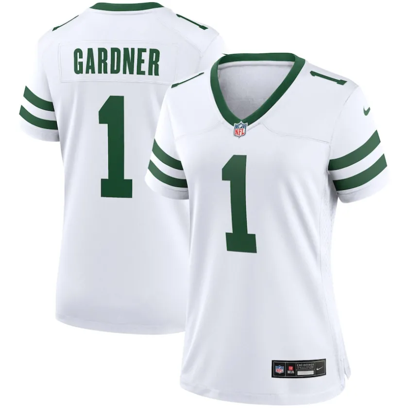 Jerseys|Women^New York Jets Women's Nike Ahmad Sauce Gardner Legacy White Game Player Jersey