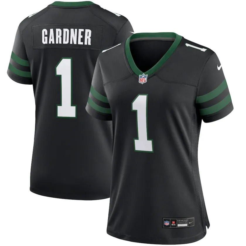 Jerseys|Women^New York Jets Women's Nike Ahmad Sauce Gardner Legacy Black Alternate Game Jersey
