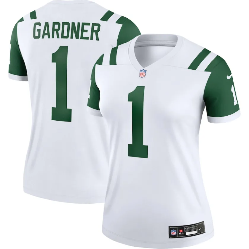 Jerseys|Women^New York Jets Women's Nike Ahmad Sauce Gardner Classic Alternate White Alternate Legend Player Performance Top
