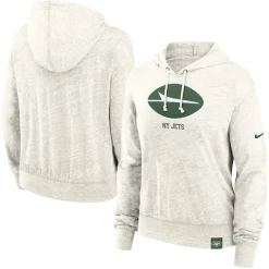 Sweatshirts & Fleece|Women^New York Jets Women's Nike Cream Gym Vintage Logo Pullover Hoodie