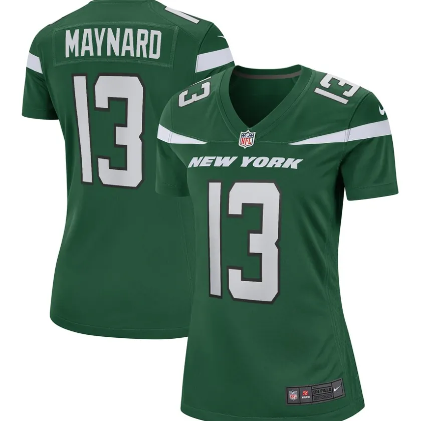Replica|Throwback^New York Jets Women's Nike Don Maynard Gotham Green Game Retired Player Jersey