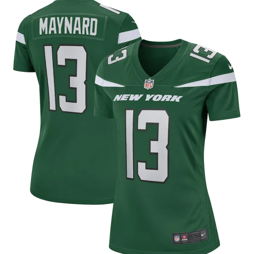 Replica|Throwback^New York Jets Women's Nike Don Maynard Gotham Green Game Retired Player Jersey