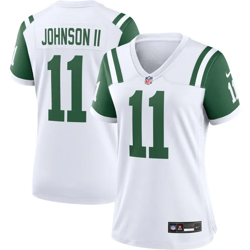 Jerseys|Women^New York Jets Women's Nike Jermaine Johnson II White Classic Alternate Player Game Jersey