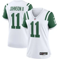 Jerseys|Women^New York Jets Women's Nike Jermaine Johnson II White Classic Alternate Player Game Jersey