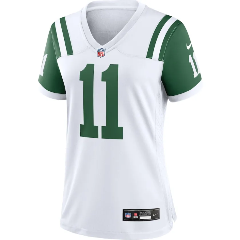 Jerseys|Women^New York Jets Women's Nike Jermaine Johnson II White Classic Alternate Player Game Jersey