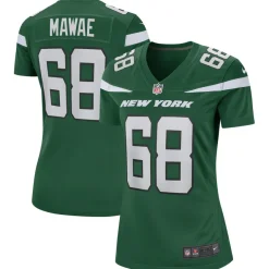 Replica|Throwback^New York Jets Women's Nike Kevin Mawae Gotham Green Game Retired Player Jersey