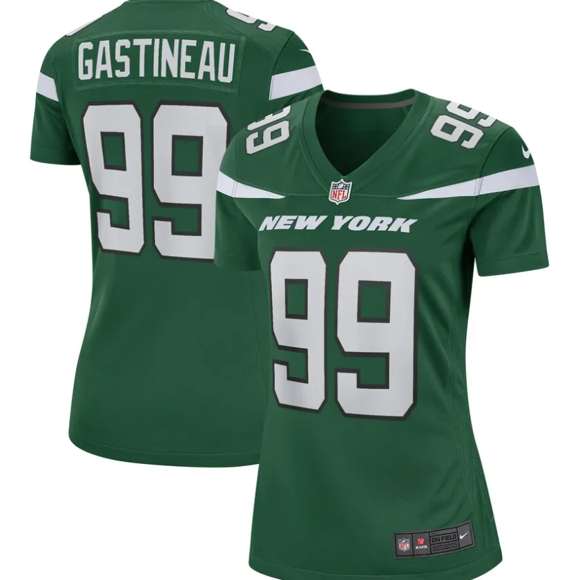 Replica|Throwback^New York Jets Women's Nike Mark Gastineau Gotham Green Game Retired Player Jersey