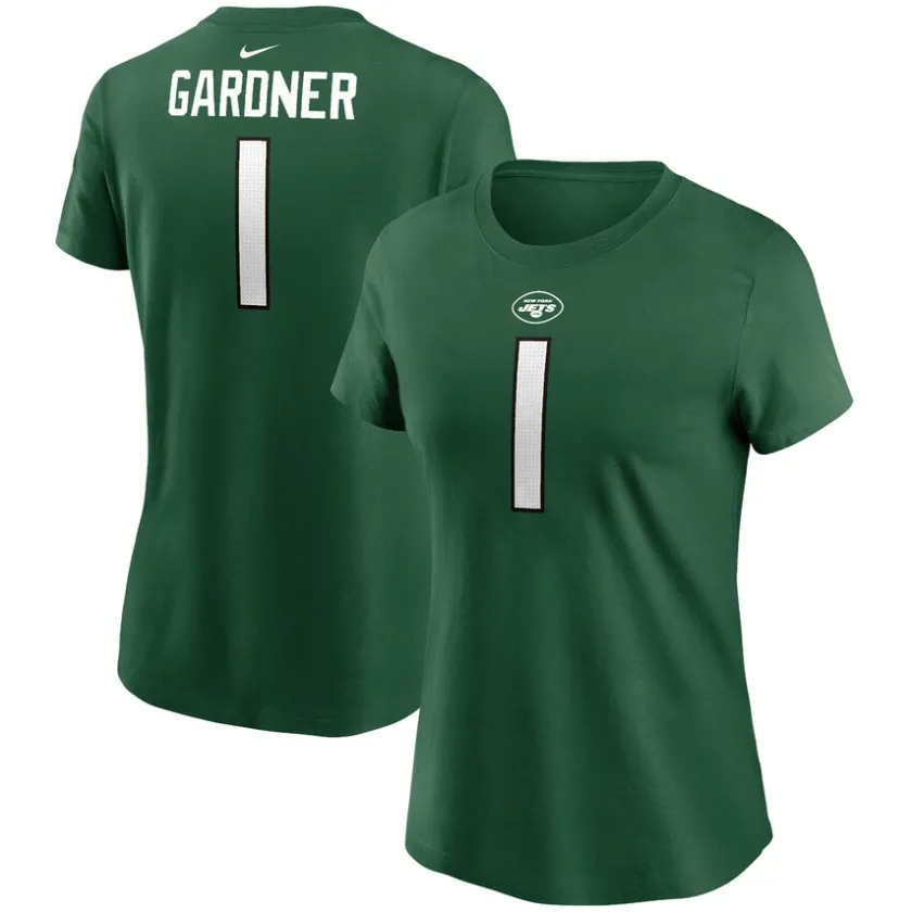 T-Shirts|Women^New York Jets Women's Nike Sauce Gardner Green Player Name & Number T-Shirt