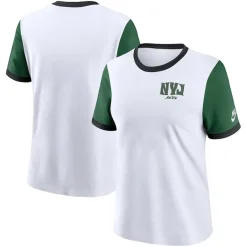 T-Shirts|Women^New York Jets Women's Nike White/Green Rewind Ringer T-Shirt