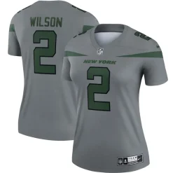 Jerseys|Women^New York Jets Women's Nike Zach Wilson Gray Inverted Legend Player Performance Top