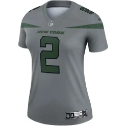 Jerseys|Women^New York Jets Women's Nike Zach Wilson Gray Inverted Legend Player Performance Top