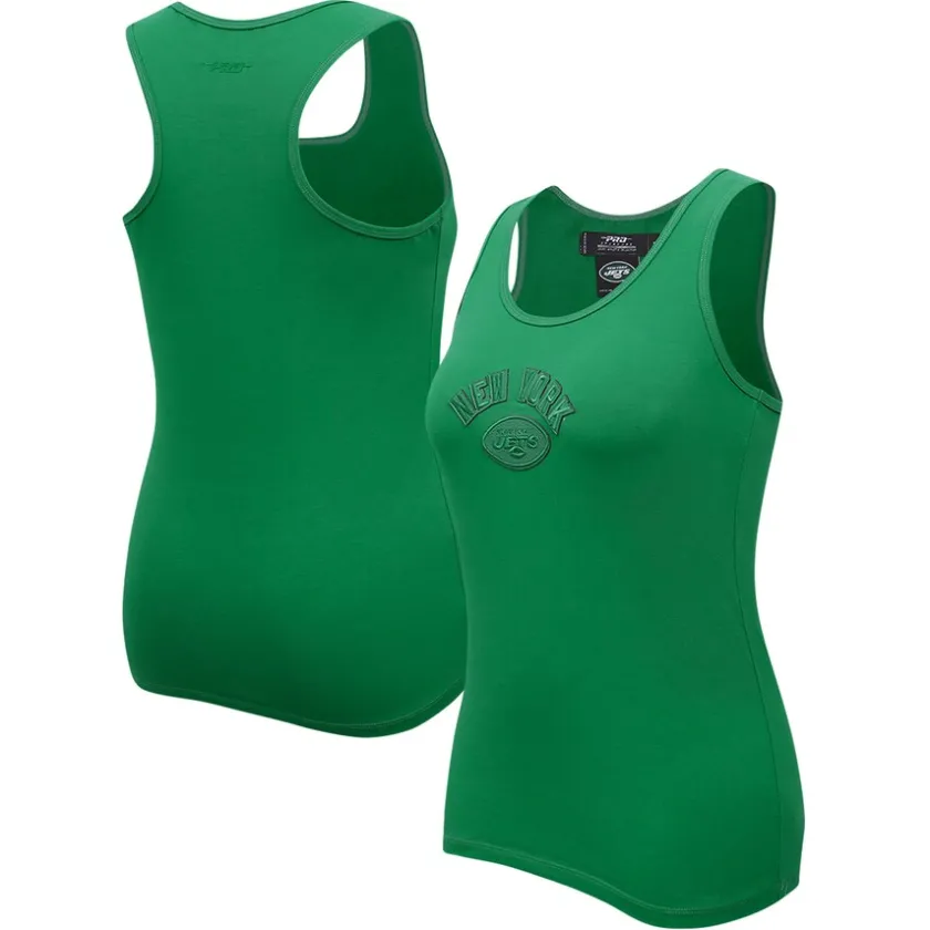 Tank Tops^New York Jets Women's Pro Standard Kelly Green Triple Tonal Racerback Tank Top