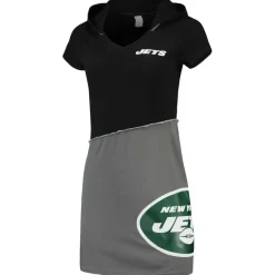 Dresses & Skirts^New York Jets Women's Refried Apparel Black/Gray Sustainable Hooded Mini Dress