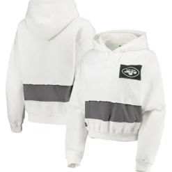 Sweatshirts & Fleece|Women^New York Jets Women's Refried Apparel White Sustainable Crop Dolman Pullover Hoodie