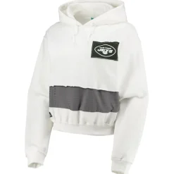 Sweatshirts & Fleece|Women^New York Jets Women's Refried Apparel White Sustainable Crop Dolman Pullover Hoodie
