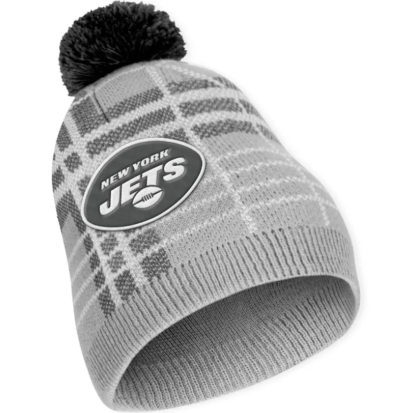 Hats|Women^New York Jets Women's WEAR By Erin Andrews Plaid Knit Hat With Pom & Scarf Set