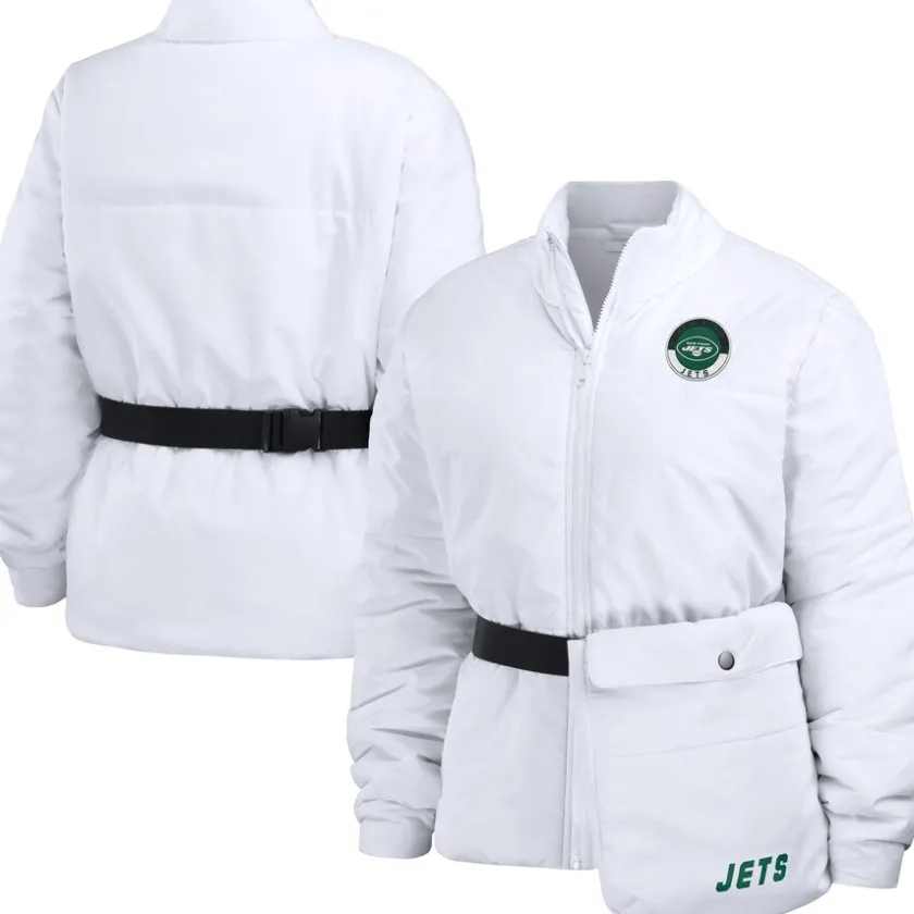 Jackets^New York Jets Women's WEAR By Erin Andrews White Packaway Full-Zip Puffer Jacket