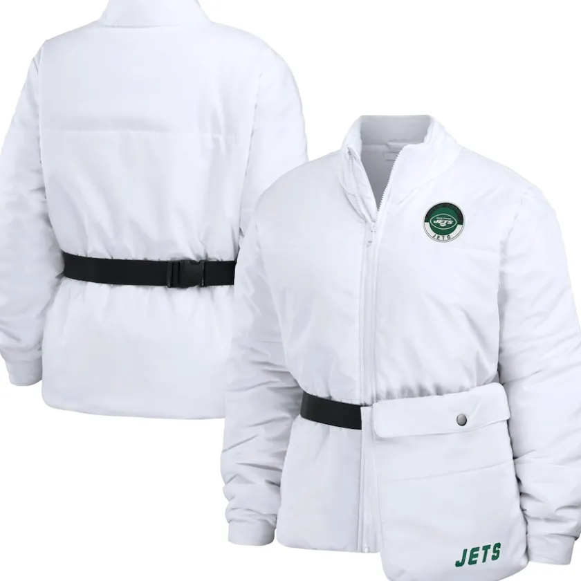 Jackets^New York Jets Women's WEAR By Erin Andrews White Packaway Full-Zip Puffer Jacket