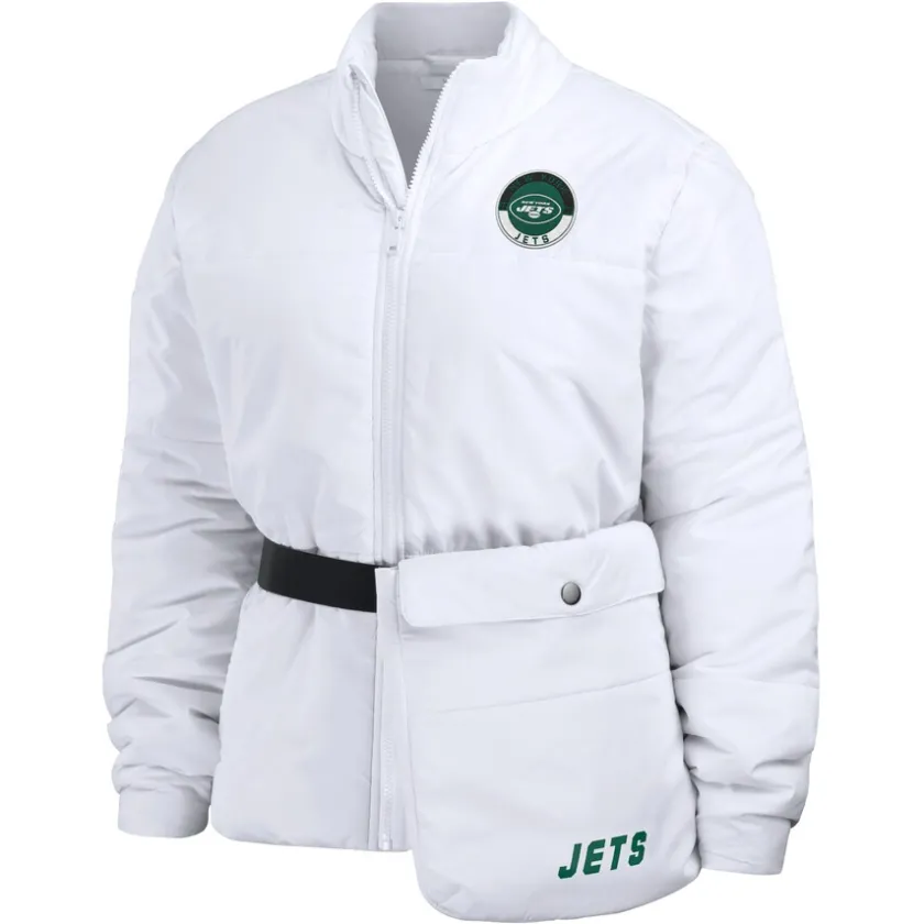 Jackets^New York Jets Women's WEAR By Erin Andrews White Packaway Full-Zip Puffer Jacket