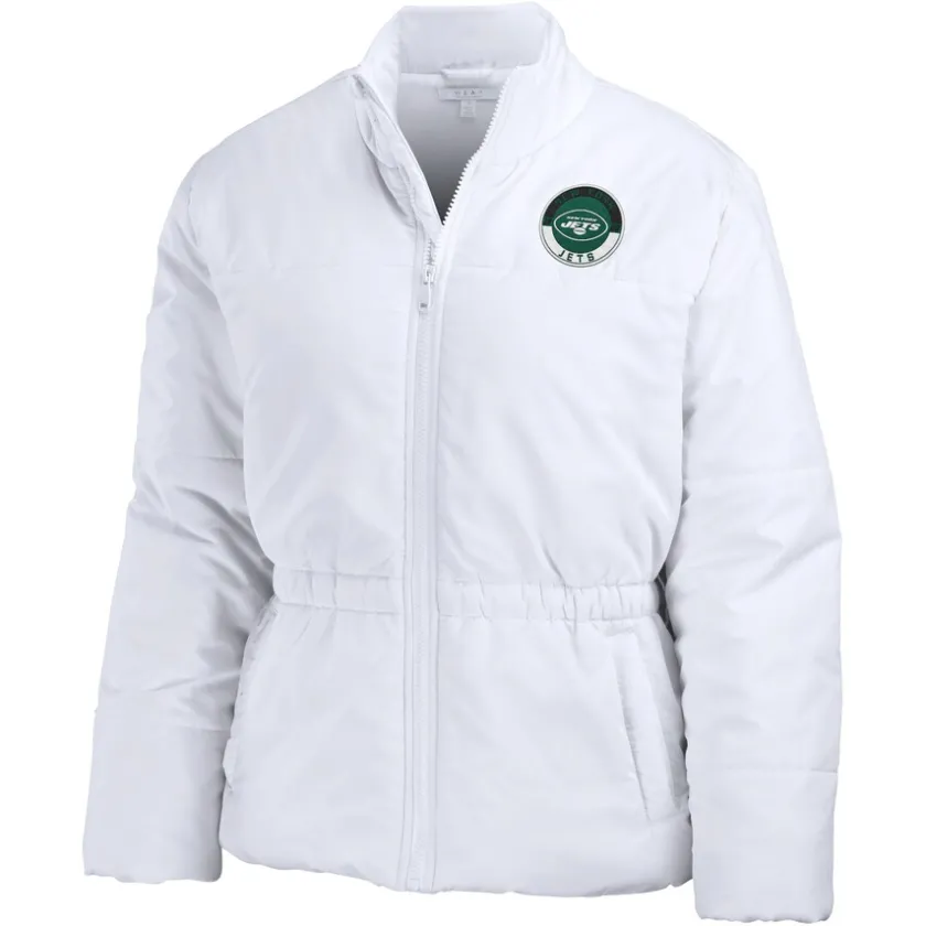 Jackets^New York Jets Women's WEAR By Erin Andrews White Packaway Full-Zip Puffer Jacket