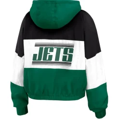 Jackets^New York Jets Women's WEAR By Erin Andrews Green Color Block Full-Zip Windbreaker Jacket