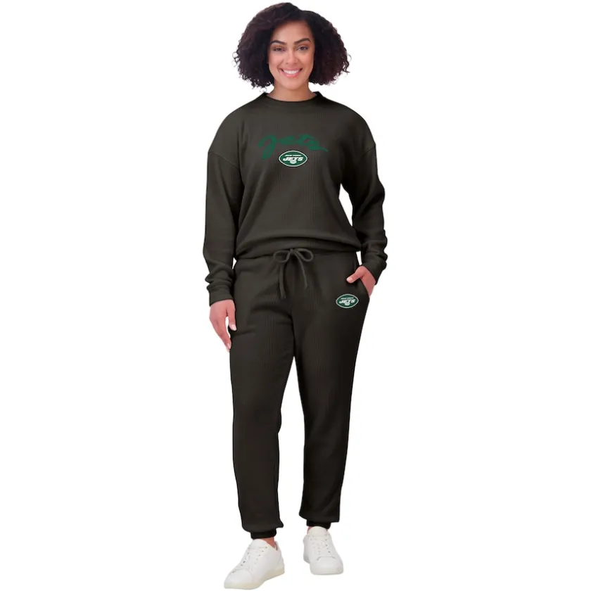 Underwear & Sleepwear^New York Jets Women's WEAR By Erin Andrews Cream Knitted Tri-Blend Long Sleeve T-Shirt & Pants Lounge Set