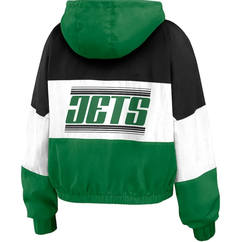 Jackets^New York Jets Women's WEAR By Erin Andrews Kelly Green/Black Color Block Full-Zip Windbreaker Jacket