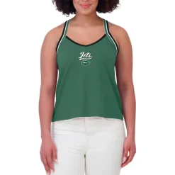 T-Shirts|Women^New York Jets Women's WEAR By Erin Andrews Green Cross Strap Tri-Blend Tank Top