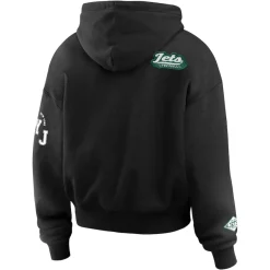 Jackets^New York Jets Women's WEAR By Erin Andrews Black Patch Quarter-Zip Pullover Hoodie