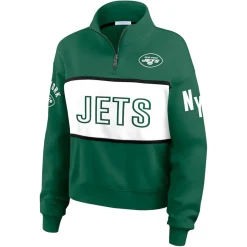 Jackets|Sweatshirts & Fleece^New York Jets Women's WEAR By Erin Andrews Green Quarter-Zip Jacket