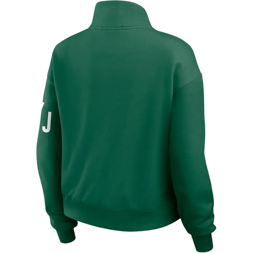 Jackets|Sweatshirts & Fleece^New York Jets Women's WEAR By Erin Andrews Green Quarter-Zip Jacket