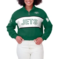 Jackets|Sweatshirts & Fleece^New York Jets Women's WEAR By Erin Andrews Green Quarter-Zip Jacket