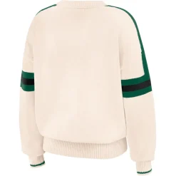 Sweaters & Dress Shirts|Sweaters^New York Jets Women's WEAR By Erin Andrews Cream Stripe Pullover Sweater