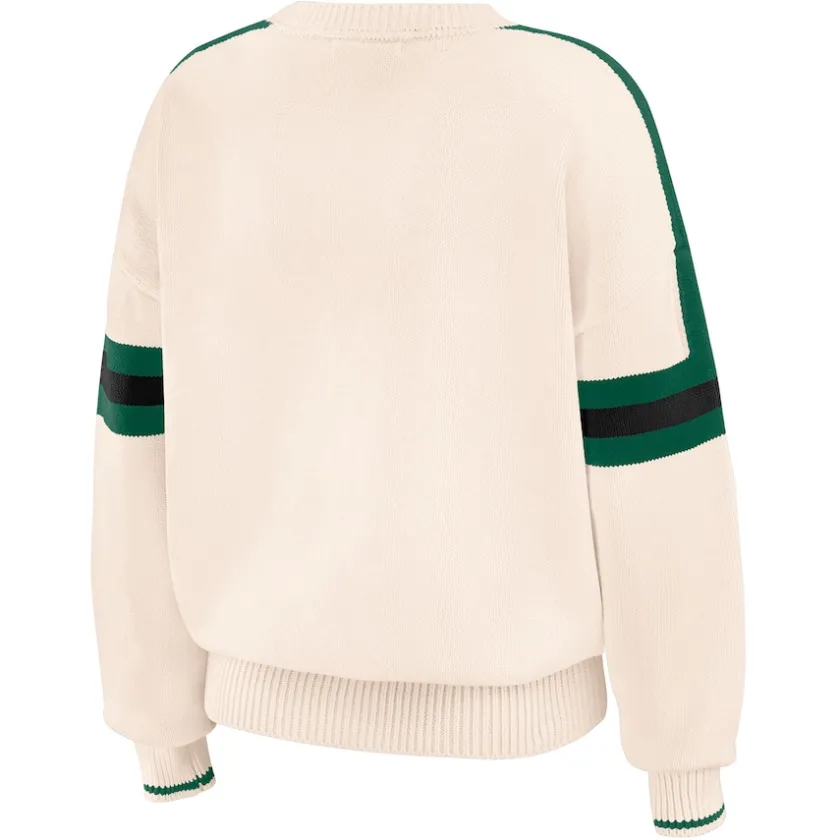 Sweaters & Dress Shirts|Sweaters^New York Jets Women's WEAR By Erin Andrews Cream Stripe Pullover Sweater