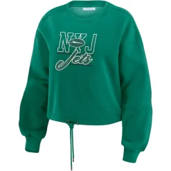 Underwear & Sleepwear^New York Jets Women's WEAR By Erin Andrews Green Washed Fleece Long Sleeve T-Shirt & Shorts Lounge Set