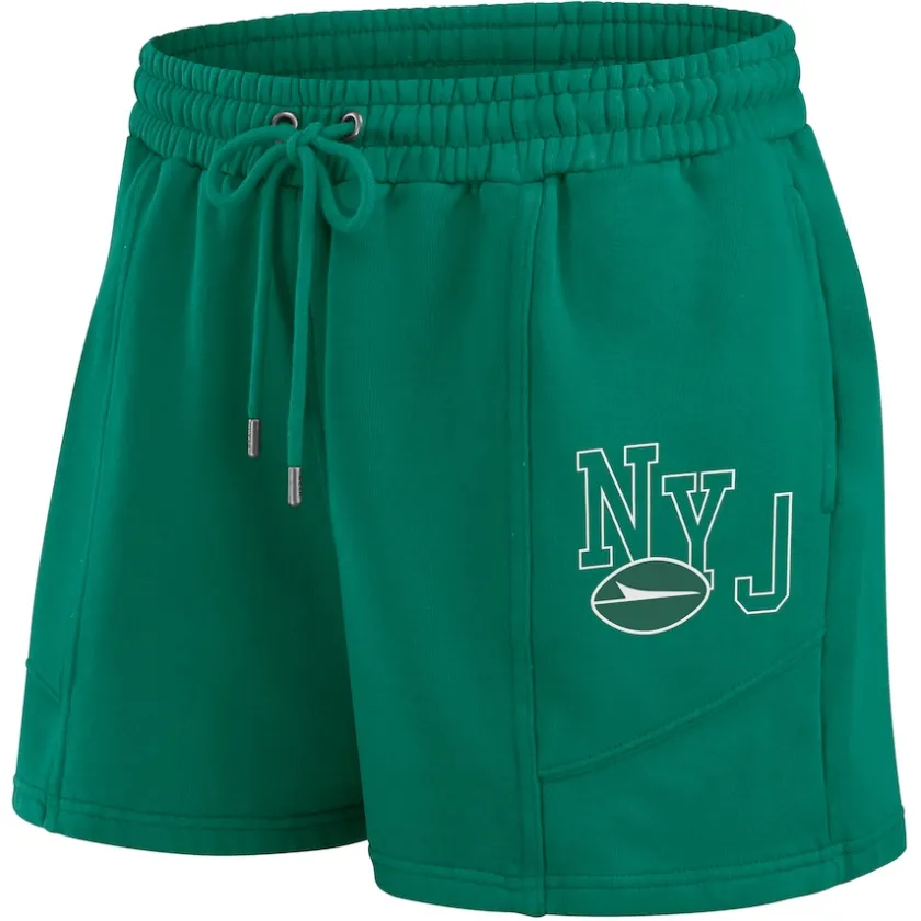 Underwear & Sleepwear^New York Jets Women's WEAR By Erin Andrews Green Washed Fleece Long Sleeve T-Shirt & Shorts Lounge Set