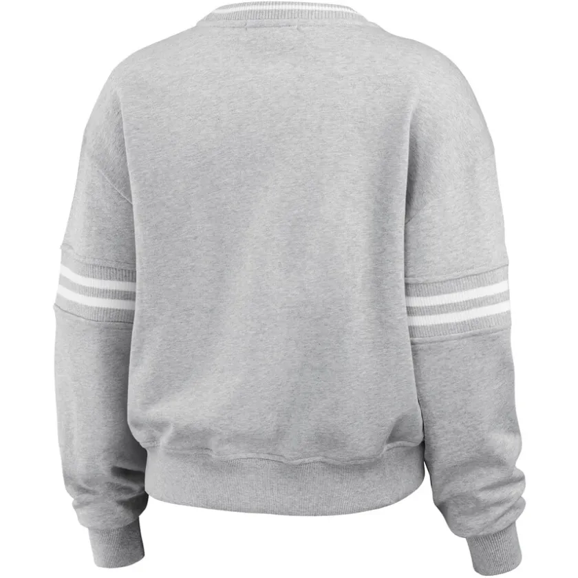 Sweatshirts & Fleece|Women^New York Jets Women's WEAR By Erin Andrews Heather Gray Crest Cropped Pullover Sweatshirt