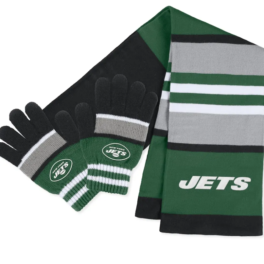 Accessories|Gloves & Scarves^New York Jets Women's WEAR By Erin Andrews Stripe Glove & Scarf Set