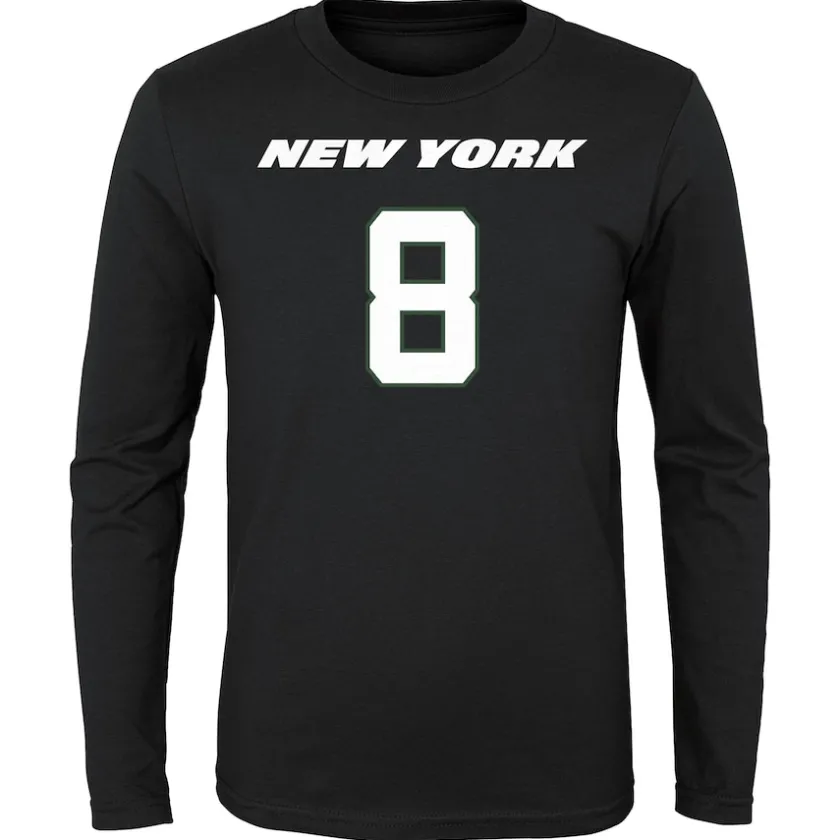 T-Shirts|Kids^New York Jets Youth Aaron Rodgers Black Mainliner Player Name & Number Long Sleeve T-Shirt