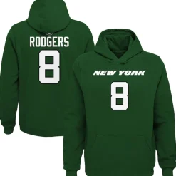 Sweatshirts & Fleece|Kids^New York Jets Youth Aaron Rodgers Green Mainliner Player Name & Number Pullover Hoodie