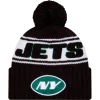 Hats|Kids^New York Jets Youth New Era Black 2024/25 Sideline Cuffed Knit Hat With Pom