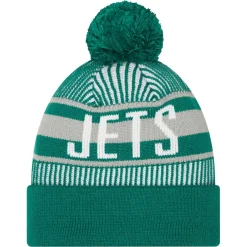 Hats|Kids^New York Jets Youth New Era Green Striped Cuffed Knit Hat With Pom